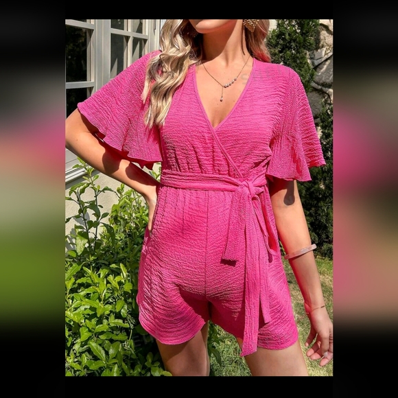 Hot pink barbiecore maternity romper - Picture 4 of 9